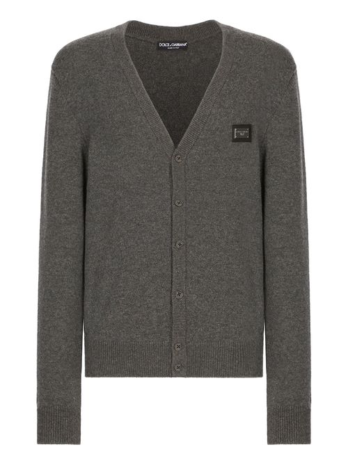 Cardigan gri cu aplicație logo