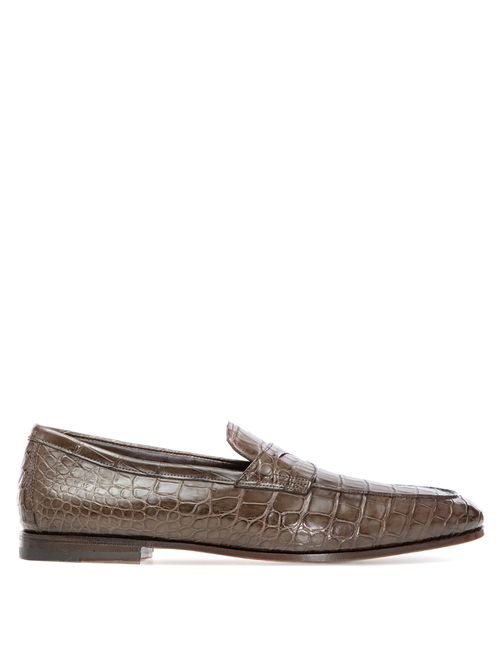 Pantofi slip-on maro piele crocodil