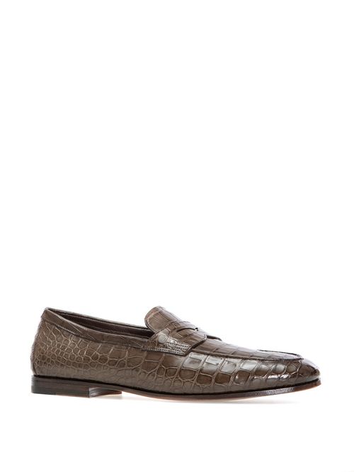 Pantofi slip-on maro piele crocodil