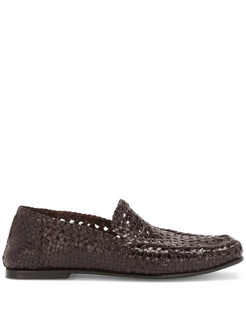 Pantofi slip-on piele împletită