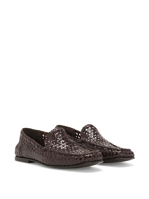 Pantofi slip-on piele împletită