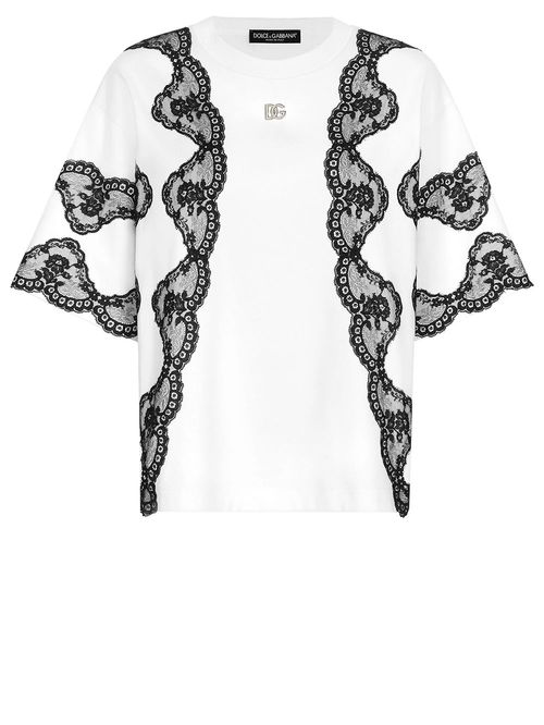 Tricou inserții dantelă neagră
