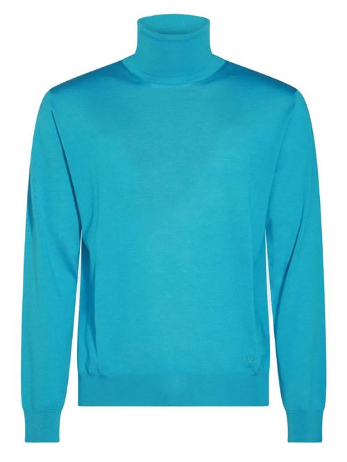 Pulover bleu tricotat