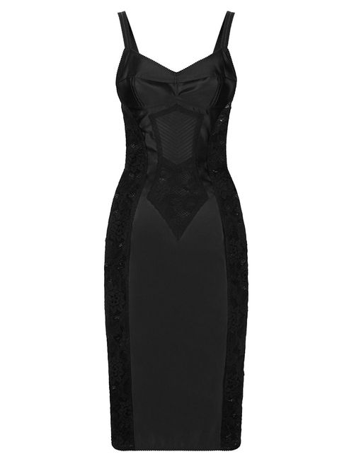 Rochie midi dantelă și satin