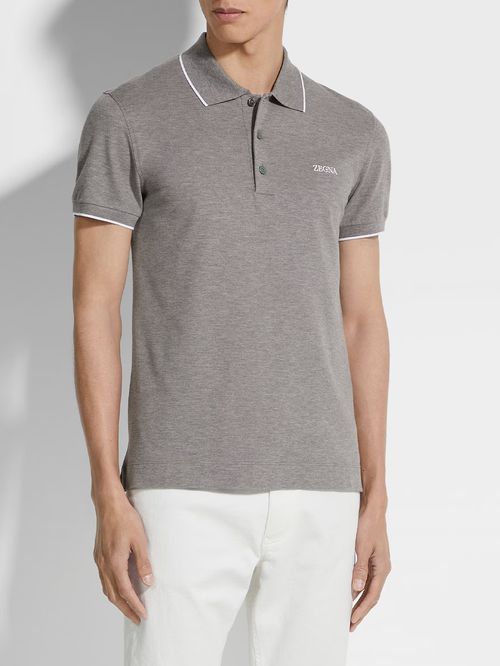 Tricou polo gri cu logo