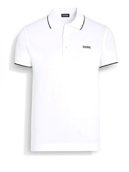 Tricou polo alb cu logo
