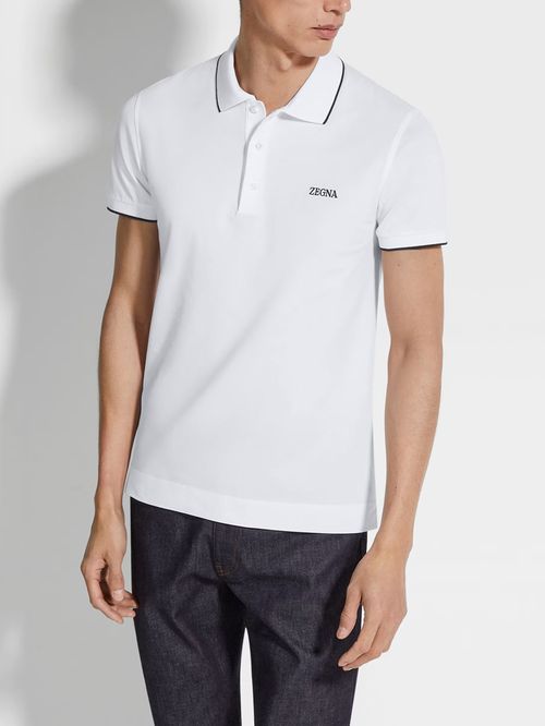 Tricou polo alb cu logo