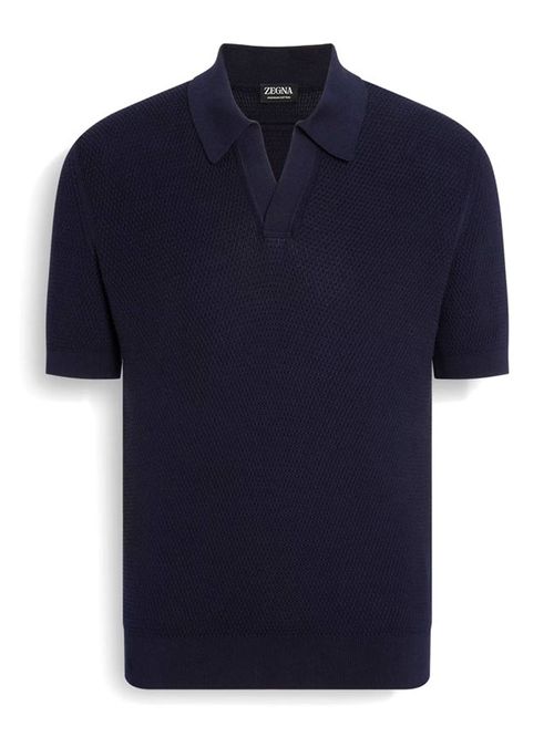 Tricou polo navy tricotat