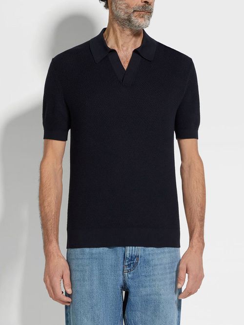 Tricou polo navy tricotat