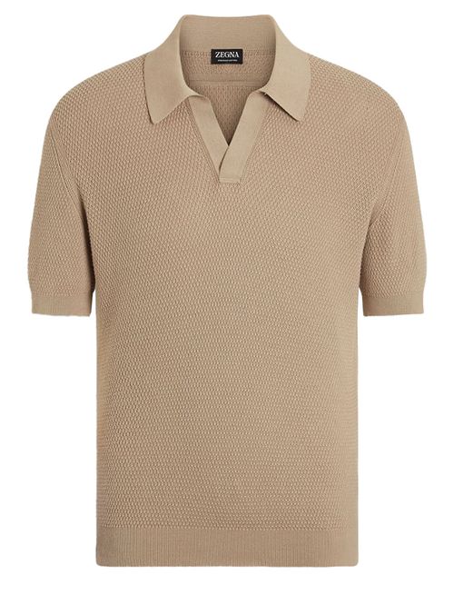 Tricou polo bej tricotat
