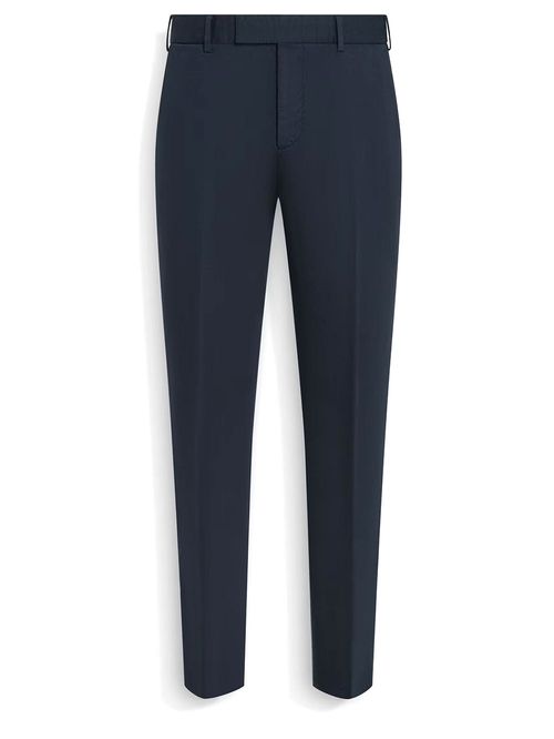 Pantaloni navy bumbac și lână