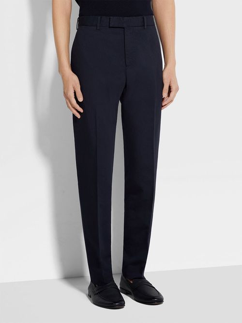 Pantaloni navy bumbac și lână