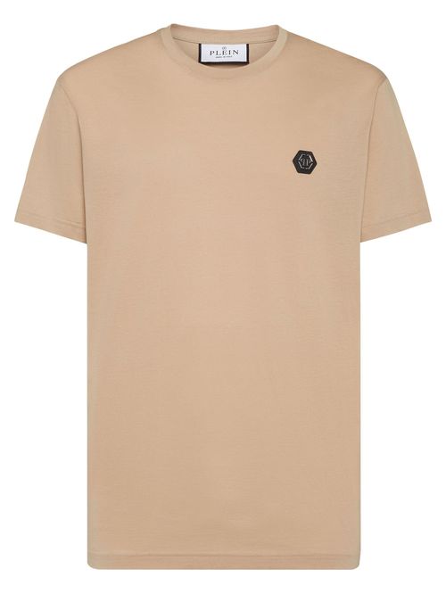 Tricou bej guler rotund