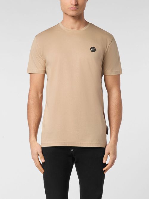 Tricou bej guler rotund