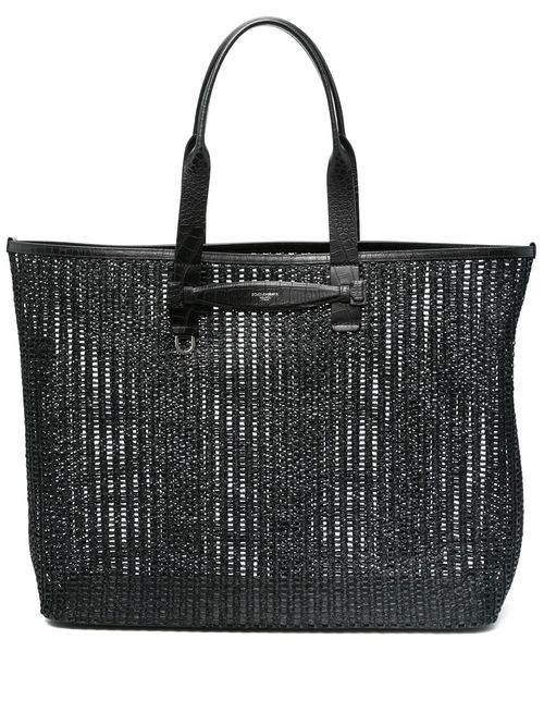 Geantă shopper din piele și material textil