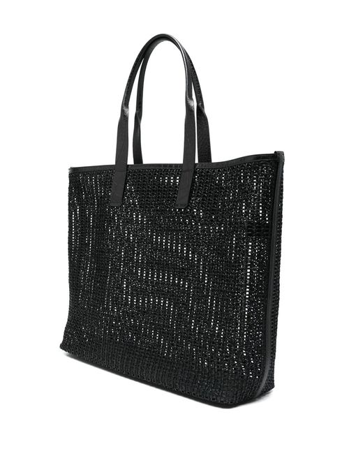 Geantă shopper din piele și material textil