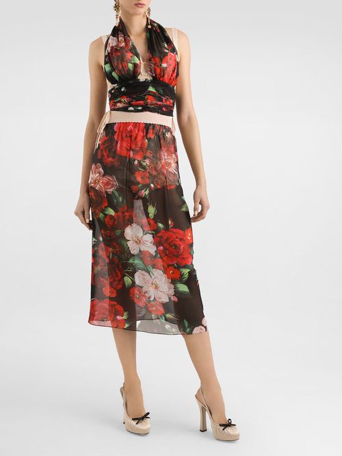 Fustă midi Rose Print