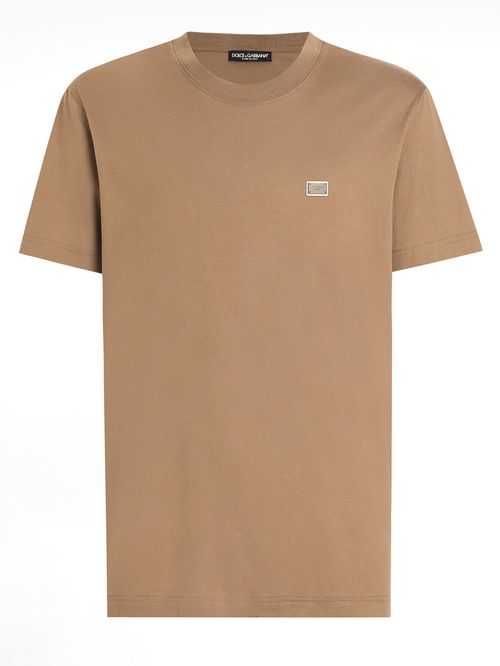 Tricou maro cu plăcuță logo