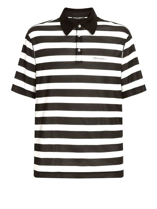 Tricou polo în dungi