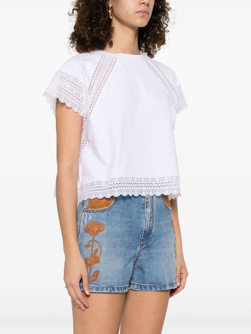 Tricou alb cu dantelă