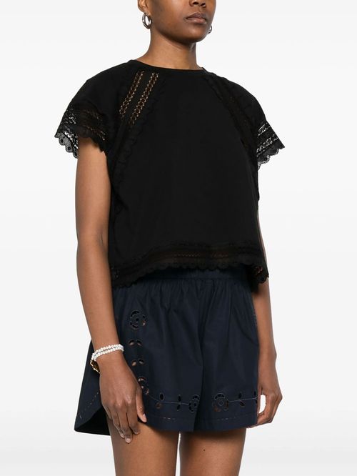 Tricou negru cu dantelă
