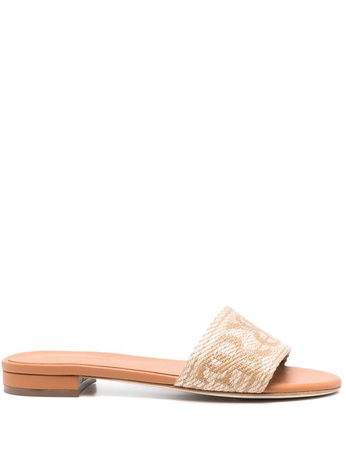 Papuci din piele și material textil