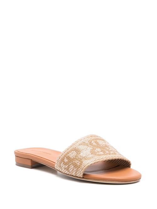 Papuci din piele și material textil