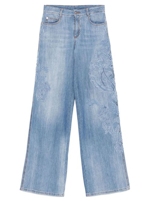 Blugi cu broderie flori