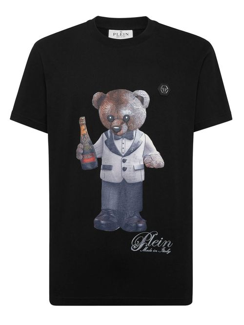 Tricou negru imprimeu Teddy