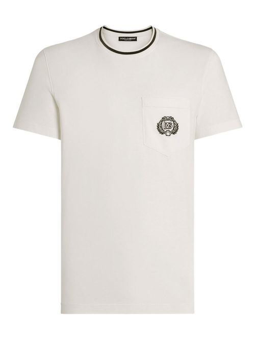 Tricou alb cu logo brodat