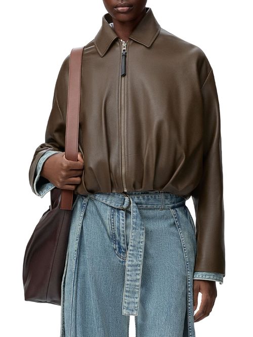 Jachetă din piele Draped