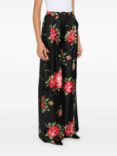 Pantaloni imprimeu Rose bouquet