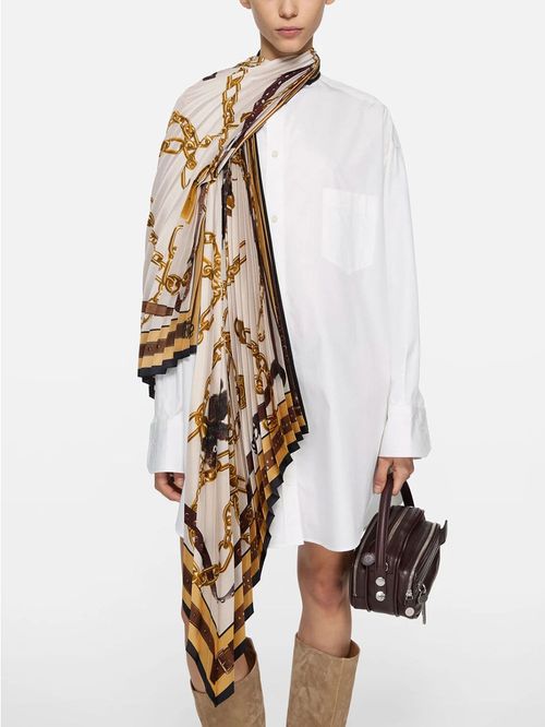 Rochie cămașă cu eșarfă aplicată