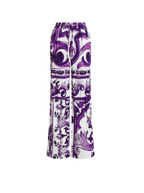 Pantaloni evazați imprimeu Majolica