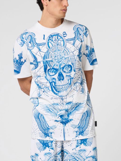 Tricou Tattoo imprimeu albastru