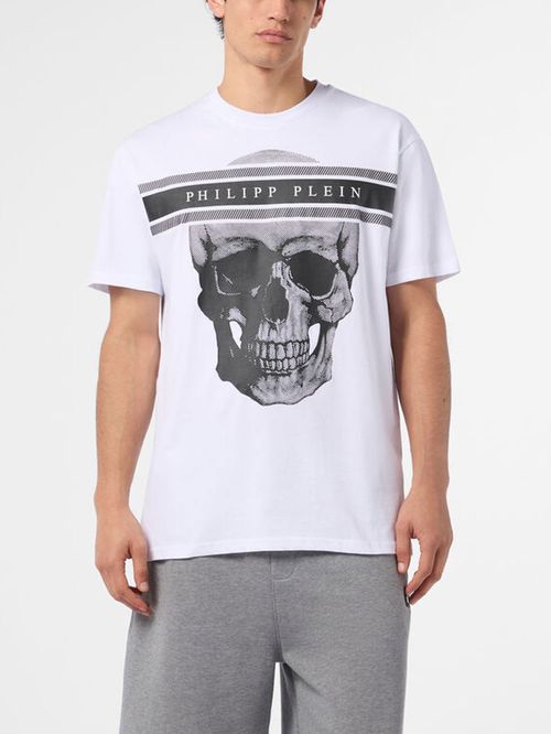 Tricou Skull alb cu logo