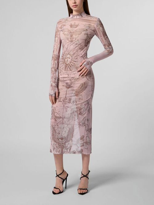 Rochie Butterfly Tattoo lungă roz