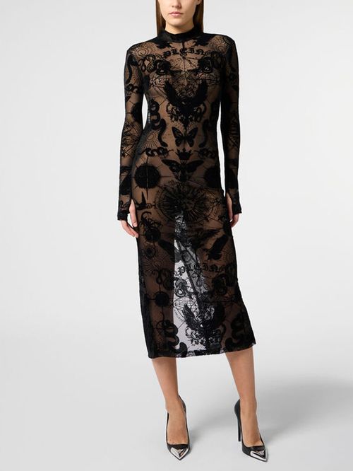 Rochie Butterfly Tattoo lungă neagră