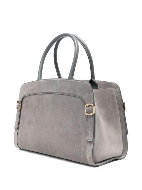 Geantă piele întoarsă cu catarame