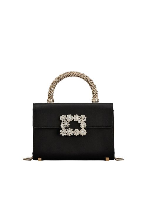 Geantă mini cu flori din cristal