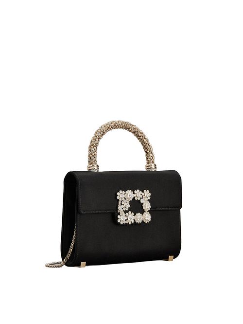 Geantă mini cu flori din cristal