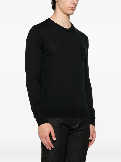 Pulover lână cu logo brodat