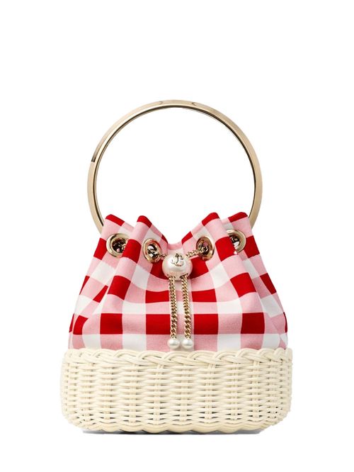 Geantă Bon Bon roșie cu împletitură