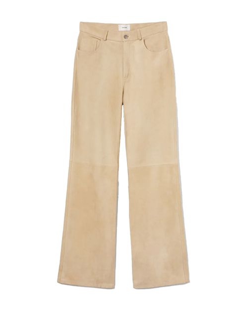 Pantaloni bej piele întoarsă