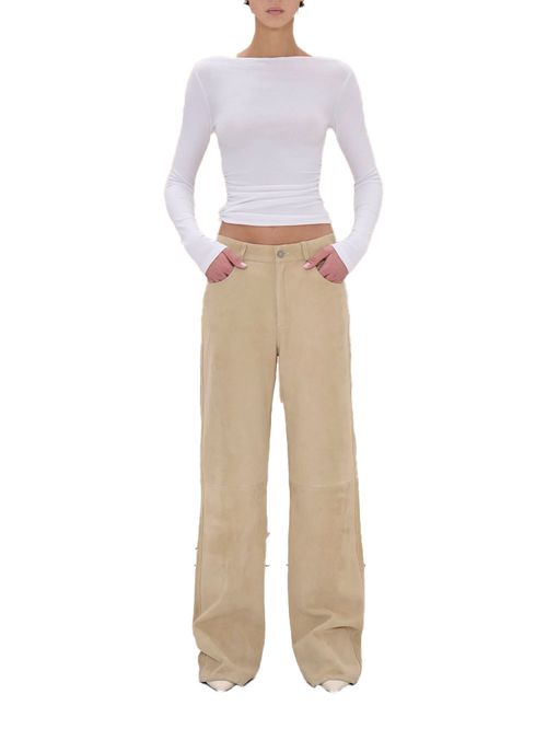 Pantaloni bej piele întoarsă