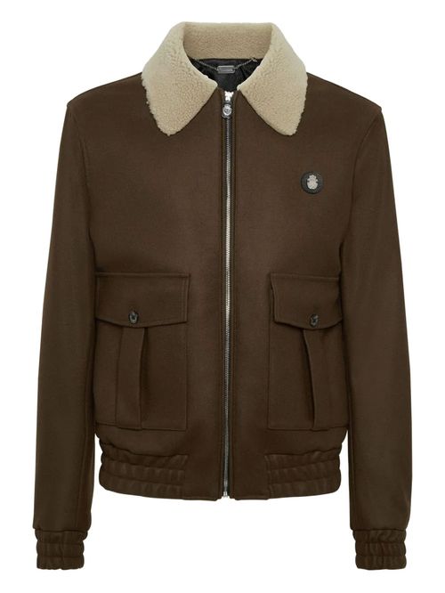 Jachetă maro guler din lână