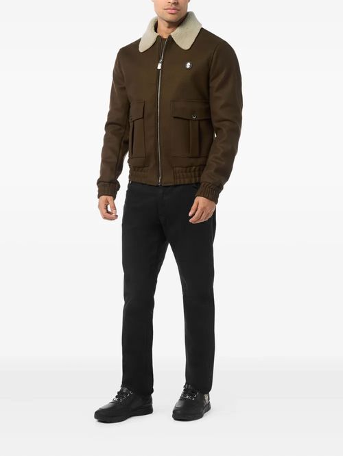 Jachetă maro guler din lână