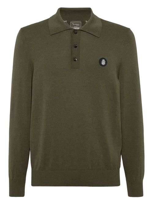 Bluză verde tip polo cu logo