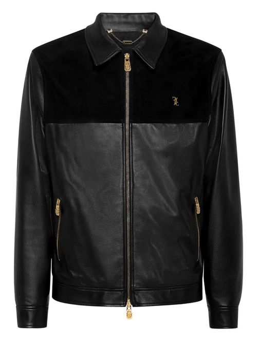 Jachetă neagră mix piele