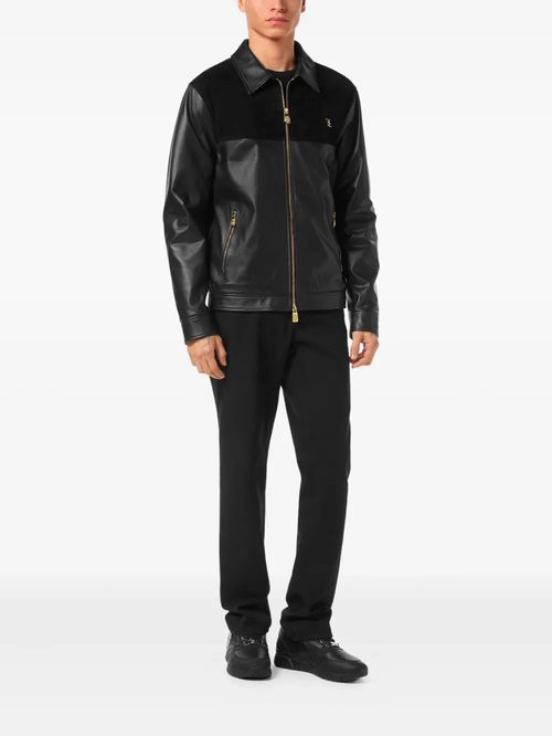 Jachetă neagră mix piele